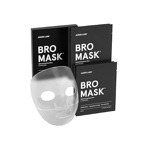 JAXON LANE BRO MASK Premium Korean Face Mask for Men 4x1 Pack - Anti Aging Sheet Masks wHydrogel, Vitamin C, Hydrolyzed Collagen, Hyaluronic Acid - Perfect Skin Care for Men