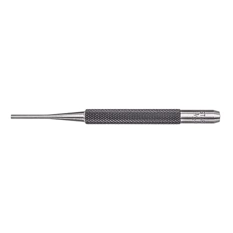 Starrett Drive Pin Punch with Knurled Grip for Driving Pins Into or Out of a Workpiece - Hardened and Tempered Steel, 4" Length, 3/32" Punch Diameter - 565B