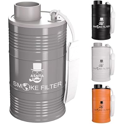 Personal Smoke Air FilterMetal Housing- Effectively Captures Smoke and Eliminates Odors,  with a Replaceable Filter Element Grey