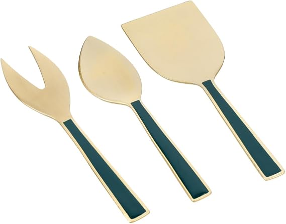 Artesà Stainless Steel Cheese Knife Set, 3 Pieces, Gift Boxed, Green