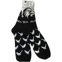 Robin Ruth Alaska Crew Socks Alaska Cotton Blend Black & White Eagle