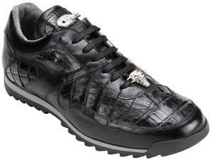 belvedere Mens Ferro Caiman/Calf Exotic Skin Casual Shoes Black, 8M