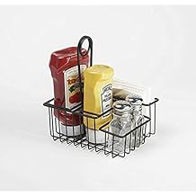 G.E.T. 4-31696 4 Compartment Condiment Caddy, Teflon Coated, 8" x 6.5", Black