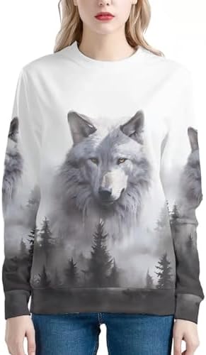 AmzPrint Ugly Christmas Sweatshirt For Women Snowflake Sweatshirts Crewneck Pullover Casual Xmas Tee Tops