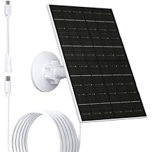 FUTUREZEN Solar Panel for Security Camera, 6W Micro USB & USB-C Solar Charger Compatible with 5V Rechargeable Battery Cameras, IP66 Waterproof, 360 Adjustable Mount, 9.8ft Cable (1 Pack, White)