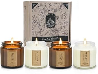 Candles Gifts Set for Women, 4 Pack Aromatherapy Birthday Candle for Home Scented, 3.5 Oz Natural Soy Wax Glas Jar Candles for Friend, Christmas, Mother Thanksgiving Day Present [Energy Class A]