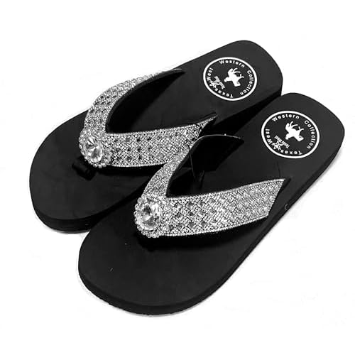 Isabella New Texas West Womens Sliver Blingbling Flip Flops