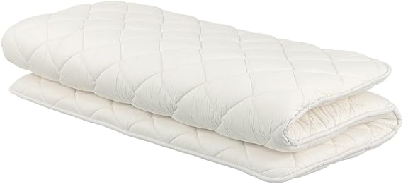 FULI Japanese Futon, Full Size, White - Foldable Shikibuton Floor Bed - Medium Firm Quilted Cotton Sleeping Pad, Portable Roll-Up Japanese Floor Bed for Guests & Small Spaces