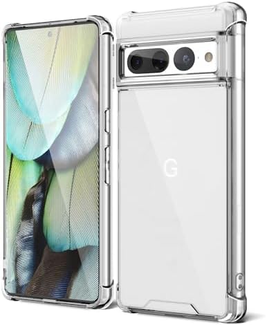 KIOMY Case for Google Pixel 7 Pro, Airbag Corners Shockproof Bumper Protective Phone Cover, Hybrid Design Hard PC Back with Flexible TPU Frame, Clear See Through
