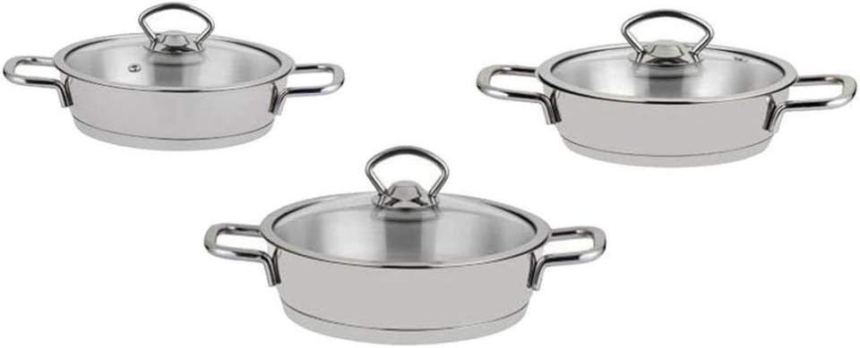 Silver 6 Piece Stainless Steel Field Set 16-18-20 CM