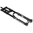 DH Mountain Bike Suspension Fork Downhill 26/27/29'' Bike Air Fork Travel 160mm Damping Adjust Double Shoulder Fork Disc Brake Thru Axle(Black,26inch)
