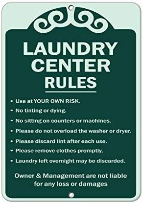 Vincenicy Metal Sign Great Aluminum Tin Sign Laundry Center Rules Use Own Risk Not Liable for Any Damage 8 X 12 Inch