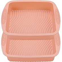 Silicone Cake Pan Molds, Nonstick Square Silicone Bakeware, 9.5in x 9.5in Oven Safe Red Baking Molds for Brownie, Cake, Bread, Pie and Lasagna (Pink-Set of 2)