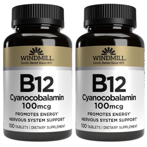 Windmill Vitamin B-12 100 mcg Tablets 100 Tablets Pack of 2