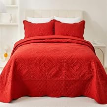 Cmfshape Oversize King Bedspread 120"x120",3 Piece California King Quilt Set,Lightweight Red Bedding Quilt Set for All Season,Modern Geometric Pattern Bed Set