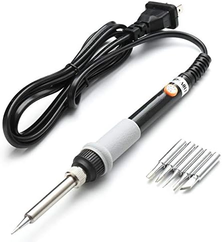 Soldering MUSTOOL MT223 60W Adjustable Temperature Electric Soldering Iron Welding Rework Repair Tool with 5pcs Solder Tips - (Color: US)