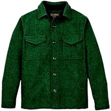 Filson Men's Mackinaw Wool Jac-Shirt, Kelly Green/Black Twill