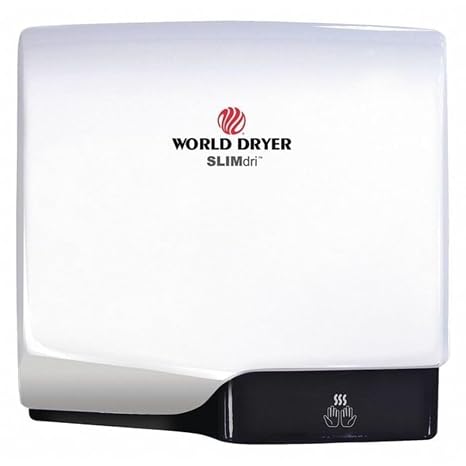 World Dryer L-974 SLIMdri Surface Mounted ADA Compliant Automatic Hand Dryer with Aluminum White Cover, 120/208/240V