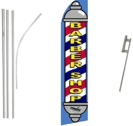 Barber Shop Super Flag & Pole Kit