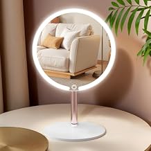 Makeup Mirror with Lights, 4K Ultra-Clear Reflection, Long-Press Adjustable Brightness, 3 Glow Settings, Flexible Multi-Angle Design Perfect for Makeup