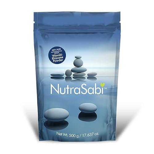 NutraSabi Nutraceutical-Grade Pure Wasabi Rhizome Powder from Organically Grown Wasabia Japonica Plants, 6-MSITC Bioactive Superfood, Functional Botanical for Wellness - 500g Resealable Foil Pouch