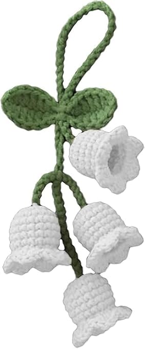Creative Knitted White Orchid Flower Keychain Charms Crochet Flower Pendant for Car Key Purse Phone Mini Macrame Keychains Boho Macrame Bag Charms or Car Key Purse Phone Wallet