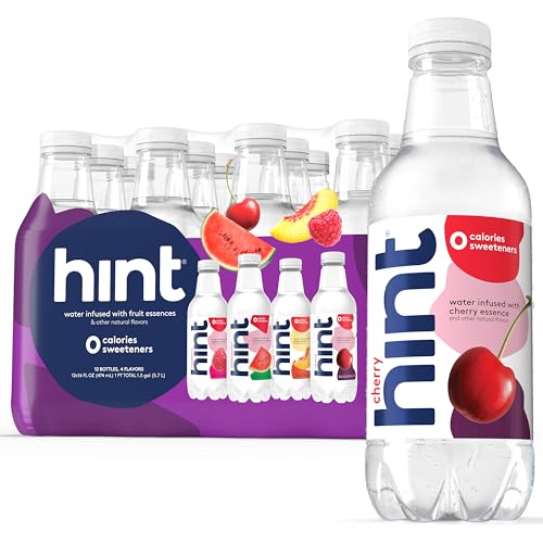 Hint Bottled Water, 4-Flavor Purple Variety Pack - Purified Water Beverages with Zero Calories, Natural Flavors, and Sugar Free - 16 Fl Oz Pack of 12