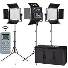 LED Video Light GVM 672S CRI97+ TLCI97+ 22000lux Dimmable Bi-color 3200K-5600K Light Panel With Digital Display For Outdoor Interview Studio Video Making Photography Lighting 3 pcs Kit