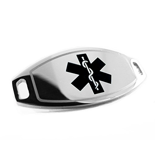 Custom Engraved Medical ID Tag 316L Steel Medium - Black