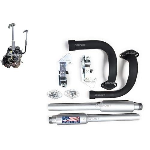 ARSPORT 2 Exhaust pipes replacement mufflers threaded with Rain cap For Predator 670cc V-Twin, Compatible with small tractors or similar equipment., black, silver