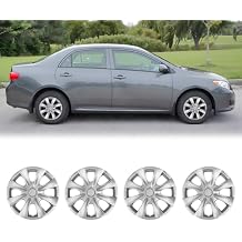 WolfX 15 Inch Hubcaps Set of 4 Wheel Rim Cover for Toyota Corolla 2009-2019 (Only Fit for Steel Hub) ABS+PC Material Wheel Rim Hub Cap Replacement, (5093G, Chrome)