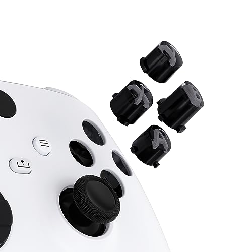 eXtremeRate ABXY Buttons for Xbox Series X & S Controller, Three-Tone Black & Clear with Classic Gray Classic Symbols Replacement Action Button for Xbox One SX, Elite Series 2 & 1 Wireless Controller