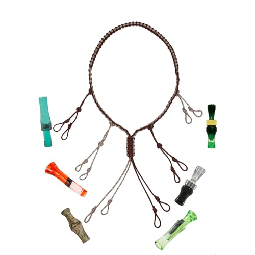 Duck Call Lanyard Hunting Goose Calls Paracord Braided Necklace 12 Adjustable Loops Outdoor Predator Gear Nylon Game Call for Pheasant Waterfowl