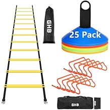 GHB Agility Ladder 1PCS Agility Cones 25PCS Detachable Agility Hurdles 10PCS