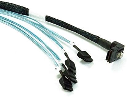 SFF-8087 90 Degree Mini SAS 36 Pin to SATA 7 Pin Cable - .75 Meter