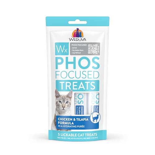 Weruva Wx Phos Focused, Chicken and Tilapia Formula Lickable Cat Treats, 0.5oz Tube, Pack of 5