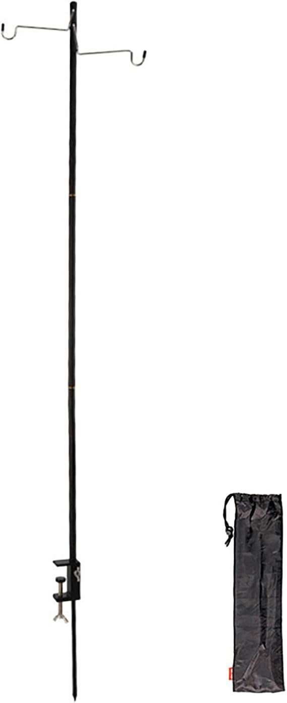 Camping Lantern Stand, Aluminum Alloy Camping Foldable Lamp Hanger with Storage Bag, Folding Lamp Pole for Outdoor Camping Fishing Picnic(Black)