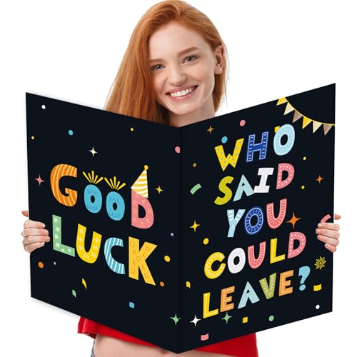 Idealmuzik We Will Miss You Card,Large Goodbye Jumbo Good Luck Card with Envelope, Who Said You Could Leave Decorations, Big Farewell Giant Coworker Leaving Going Away Party Decorations 14x22iinch