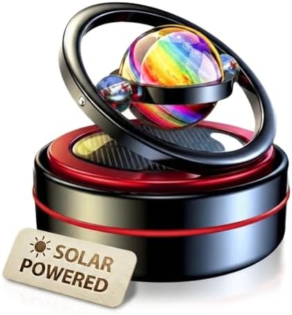 Solar Dashboard Spinner Sun Powered Kinetic Car Diffuser (Celestial Black) | Air Diffuser Ornament with Unscented Core for Custom User Fragrances, Space Themed Bobbleheads & Gifts, Automotive Freshener
