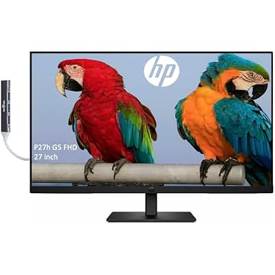 HP P27h G5 FHD Monitor 64W41AA#ABA Bundle with Docztorm Dock, 27 FHD IPS 1920x1080 75 Hz Display, 1 HDMI 1.4, 1 Display Port 1.2, 1 VGA, Ideal for Office Work, Black.