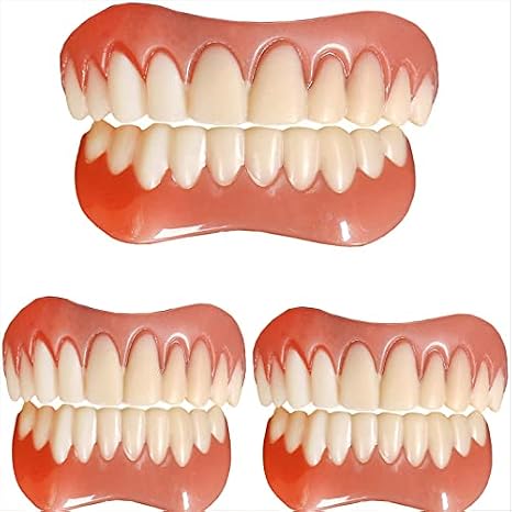 Instant Dentures Reusable Silicone Cosmetic Veneers for Men and Women - Upper and Lower Dental Prostheses, Comfort Fit,