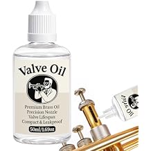 Brass Valve Oil 1.76oz for Trumpet, Trombone, French Horn, Tuba, Euphonium, All Brass Instruments Accessories | Valve and Rotor Lubricant - Odorless, Corrosion Protection Formula - Easy to Use (50ml)