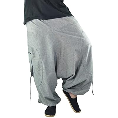 Virblatt - Harem Pants for Men | Cotton | Rave Drop Crotch Aladdin Hippie Genie Pants
