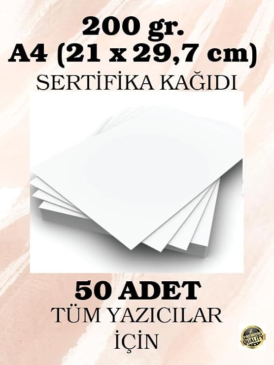 200 gr. A4 (21 x 29.7 cm) Certificate Paper, 50 Pieces