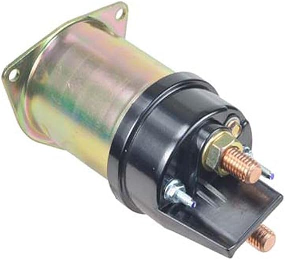 12V Automotive Solenoid fits Buhler Versatile Right 3 Hole Mount Flange 10-32 Post LH-Ground 69-OD Body Intermittent-Duty Cycle 4-Terminals 7 mm Unthd-Threads Mounting