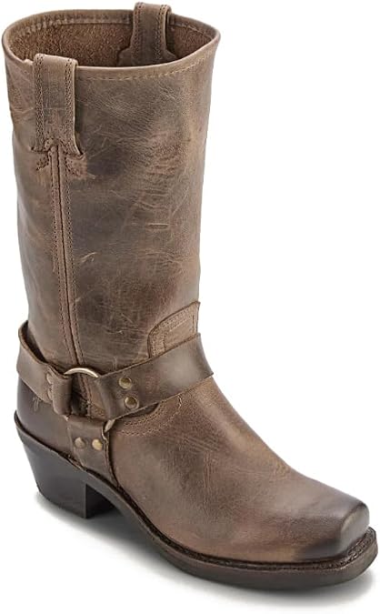 Frye Harness 12R Motorcycle Boots, Leather Boots for Women, Goodyear Welt