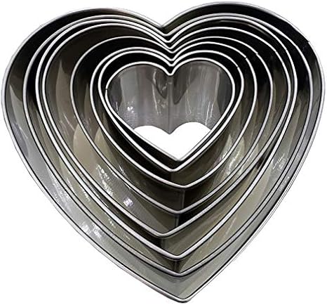 8 Pieces Tall Heart Shape Cutter Set