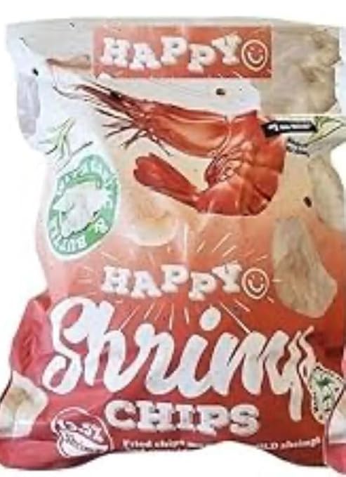Happy Shrimp Chips Fried Chips Made from Wild Shrimps and Sustainable Palm Oil 16oz