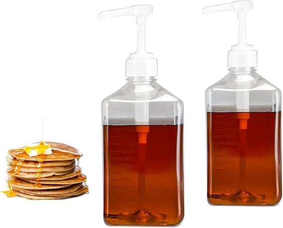 2PCS 1600ml Maple Syrup and Honey Dispenser ,Syrup Pump Dispenser - Sauce Pump Dispenser - Honey Pump Dispenser Bottle Scale - Suitable for most liquid use at home