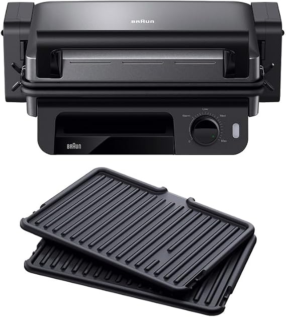 Braun MultiGrill 5 CG5010IGY 3-in-1 Grill Positions (Contact Grill BBQ Oven) 230° Removable Grease Tray Dishwasher Safe Plates (2) 2000 W Black